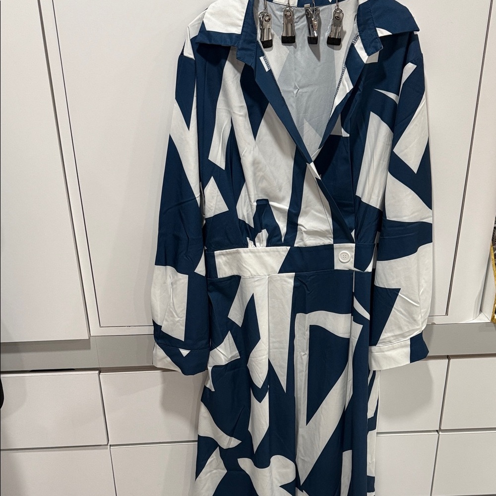 Stylish Blue and White Women's Dress